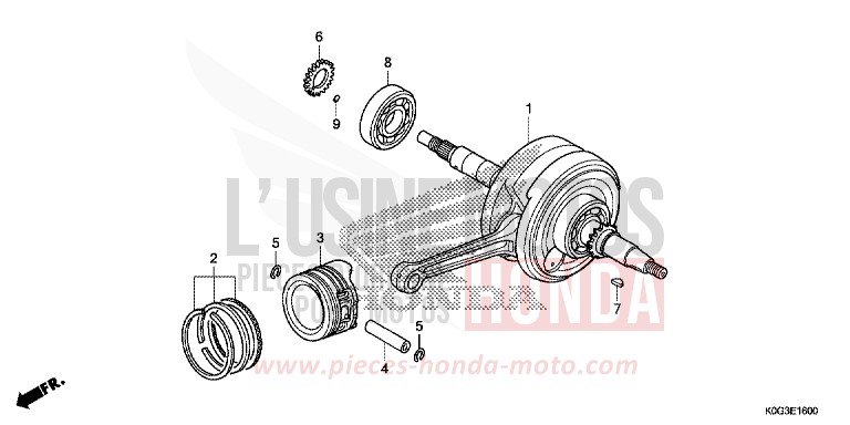 CRANKSHAFT/PISTON for C125A PEARL NEBULA RED (R376) from 2019