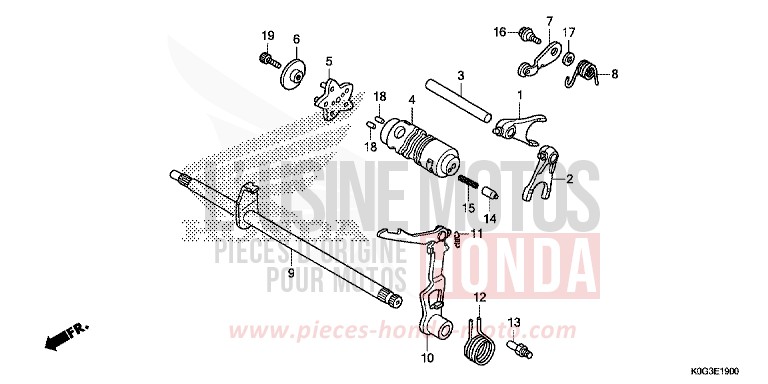 GEARSHIFT DRUM for C125A PEARL NEBULA RED (R376) from 2019