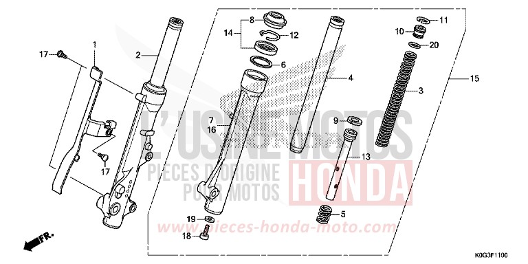 FRONT FORK for C125A PEARL NEBULA RED (R376) from 2019