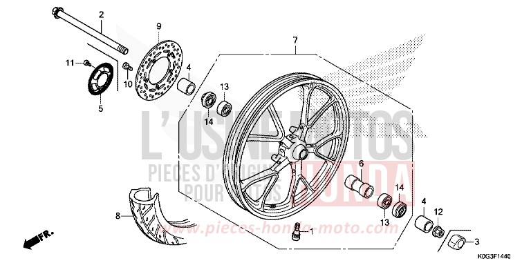 FRONT WHEEL for C125A PEARL NEBULA RED (R376) from 2019