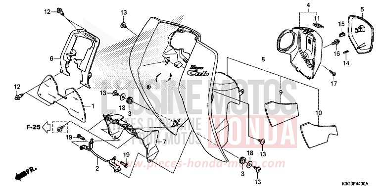 LEG SHIELD for C125A PEARL NEBULA RED (R376) from 2019