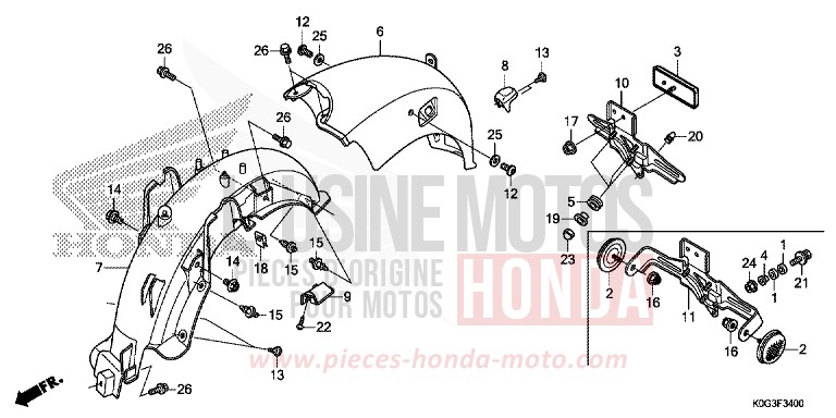 REAR FENDER for C125A PEARL NILTAVA BLUE (PB415) from 2019