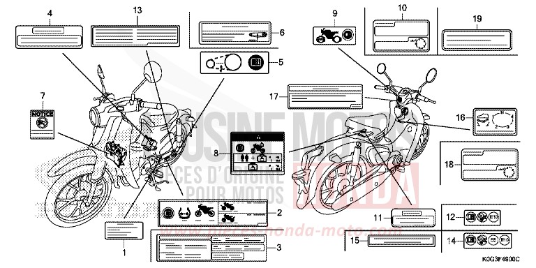 CAUTION LABEL for C125A PEARL NILTAVA BLUE (PB415) from 2019