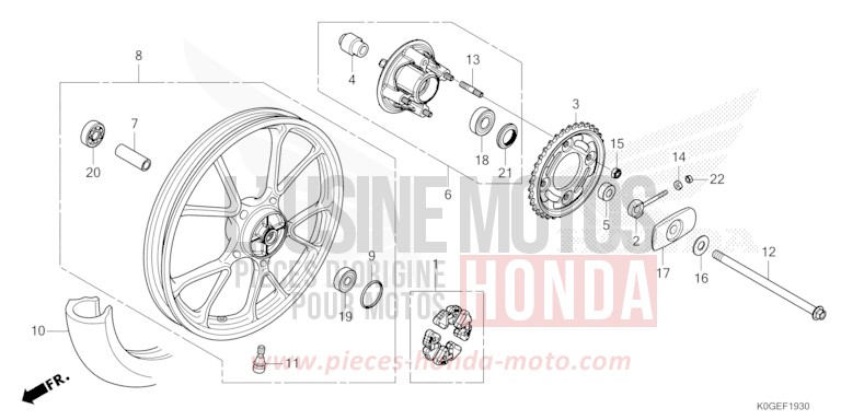 REAR WHEEL for C125A PEARL CADET GRAY (NHB95) from 2022