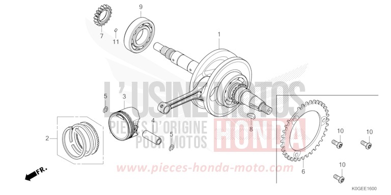 CRANKSHAFT/PISTON for C125A PEARL NEBULA RED (R376) from 2022