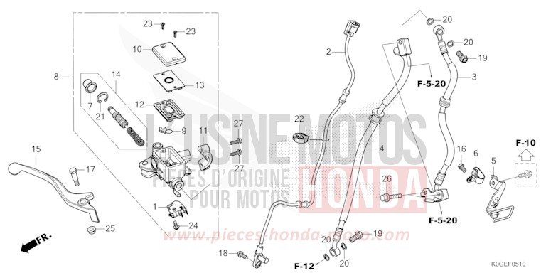 FRONT BRAKE MASTER CYLINDER (C125A) for C125A PEARL NEBULA RED (R376) from 2022