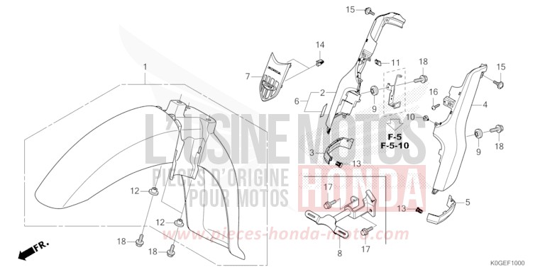 FRONT FENDER for C125A PEARL NEBULA RED (R376) from 2022