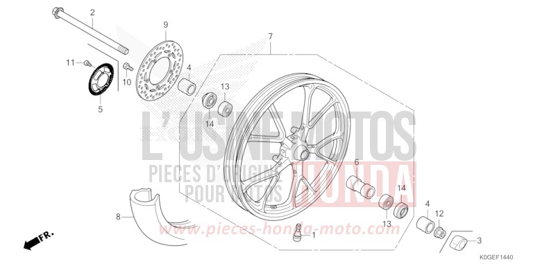 FRONT WHEEL for C125A PEARL NEBULA RED (R376) from 2022