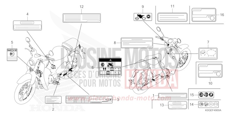 CAUTION LABEL for C125A PEARL NEBULA RED (R376) from 2022