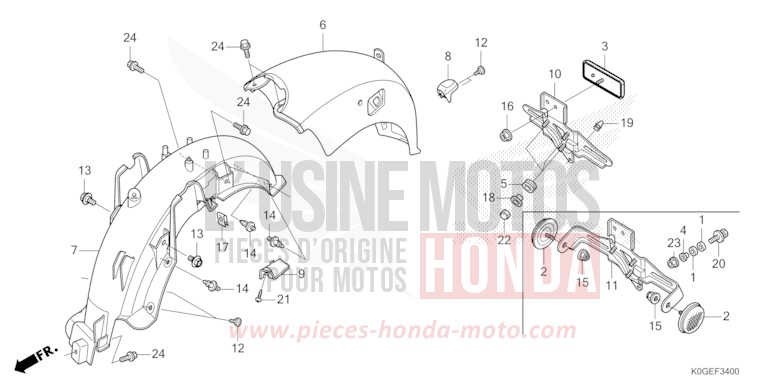 REAR FENDER for C125A PEARL NILTAVA BLUE (PB415) from 2022