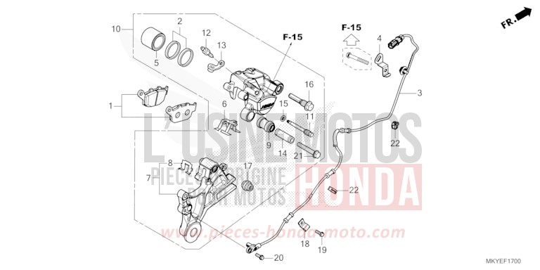 REAR BRAKE CALIPER for CB650R CANDY CHROMOSPHERE RED (R381) from 2024