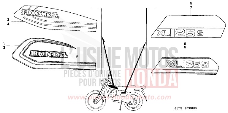 RAYURE/EMBLEME (XL125SZ/A-CM) for   from 