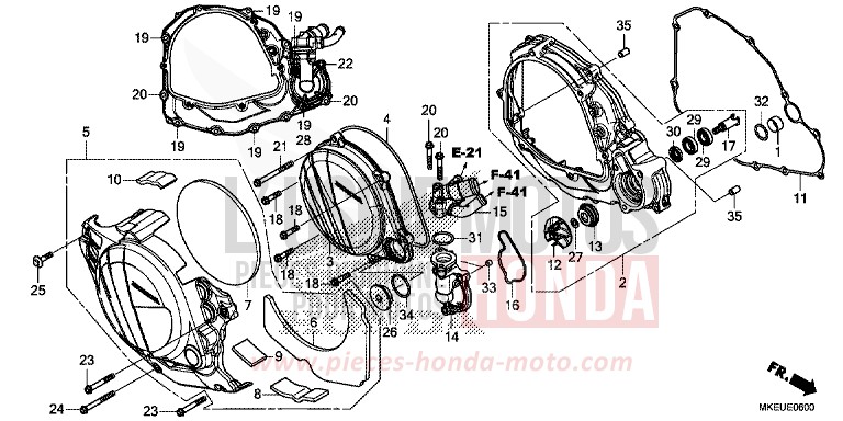 RIGHT CRANKCASE COVER/WATER PUMP for CRF450L EXTREME RED (R292) from 2019