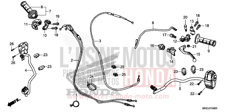 HANDLE LEVER/SWITCH/CABLE for CRF450L EXTREME RED (R292) from 2019