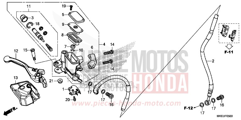 FRONT BRAKE MASTER CYLINDER for CRF450L EXTREME RED (R292) from 2019