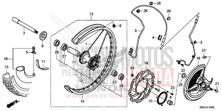 FRONT WHEEL for CRF450L EXTREME RED (R292) from 2019