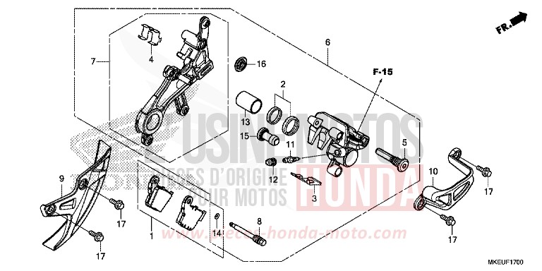 REAR BRAKE CALIPER for CRF450L EXTREME RED (R292) from 2019