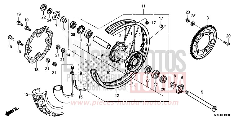 REAR WHEEL for CRF450L EXTREME RED (R292) from 2019