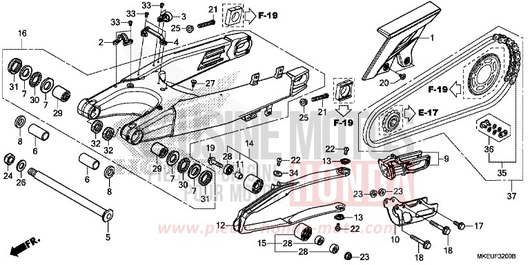 SWINGARM for CRF450L EXTREME RED (R292) from 2019