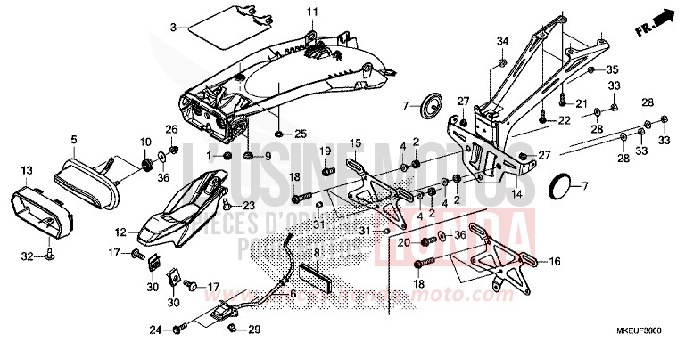 TAILLIGHT for CRF450L EXTREME RED (R292) from 2019