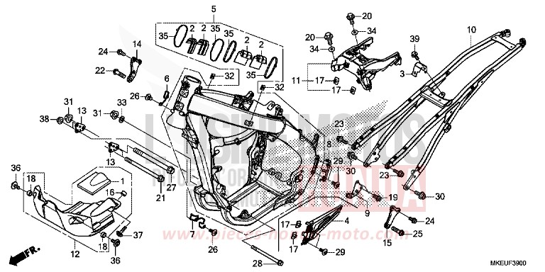 FRAME BODY for CRF450L EXTREME RED (R292) from 2019