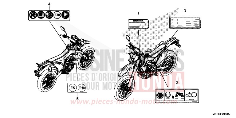 CAUTION LABEL for CRF450L EXTREME RED (R292) from 2019