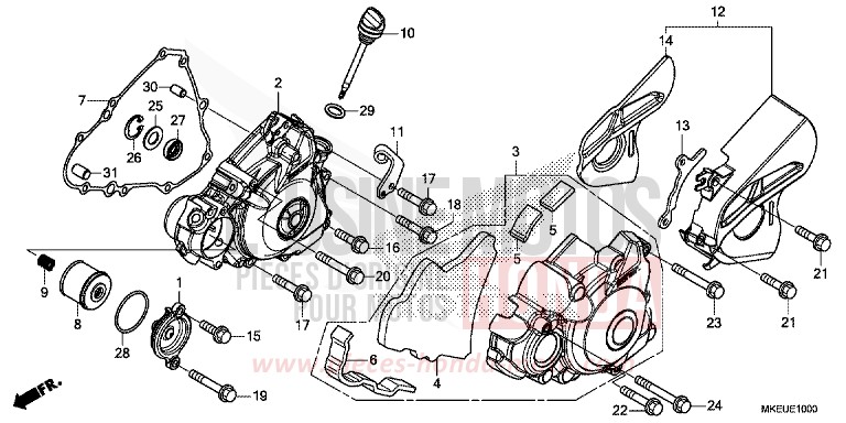 LEFT CRANKCASE COVER for CRF450L EXTREME RED (R292) from 2020