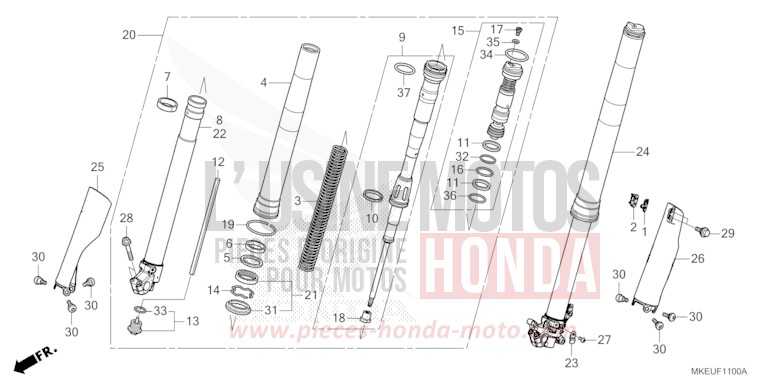 FORCELLA ANTERIORE per CRF450L EXTREME RED (R292) del 2020