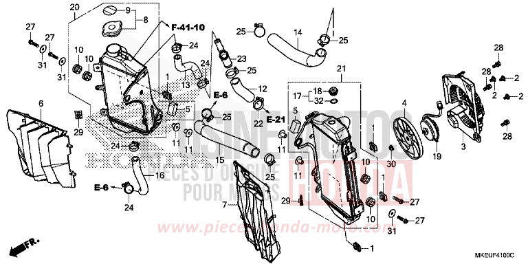 RADIATOR for CRF450L EXTREME RED (R292) from 2020