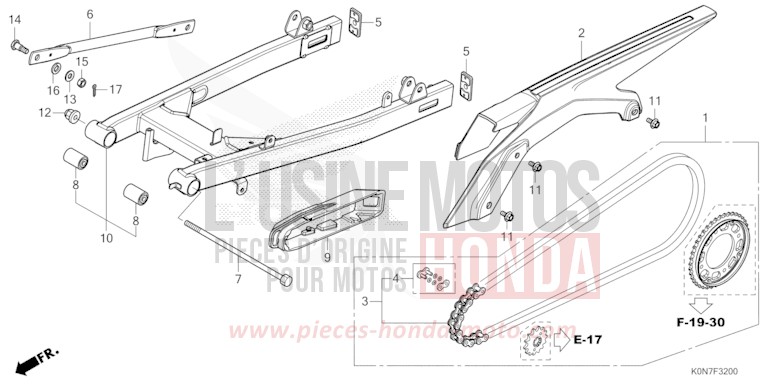 SWINGARM for CBF125M NOIR (NH1) from 2021