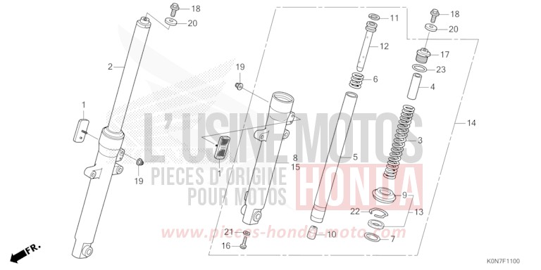 FRONT FORK for CBF125M PEARL SPLENDOR RED (R369) from 2021