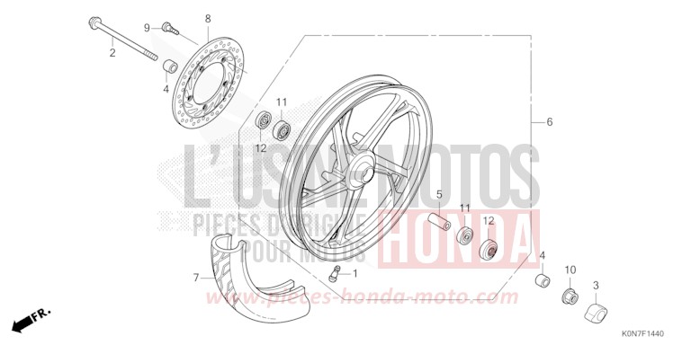 FRONT WHEEL for CBF125M PEARL SPLENDOR RED (R369) from 2021