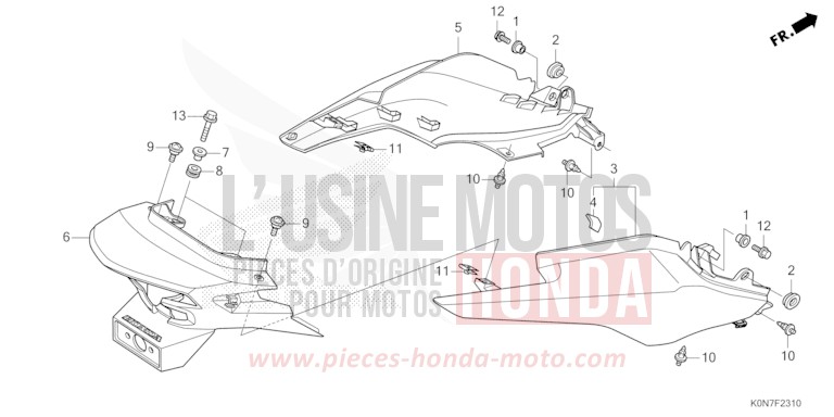 REAR COWL for CBF125M PEARL SPLENDOR RED (R369) from 2021