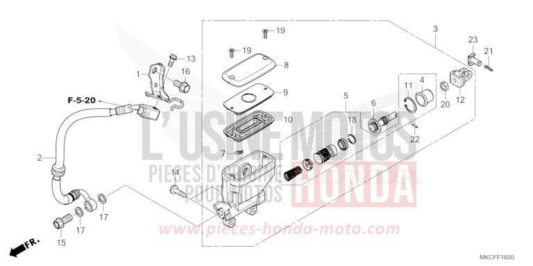 REAR BRAKE MASTER CYLINDER for GL1800 PEARL GLARE WHITE (NHB53) from 2022