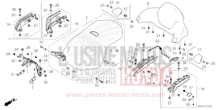 SEAT for GL1800 PEARL GLARE WHITE (NHB53) from 2022