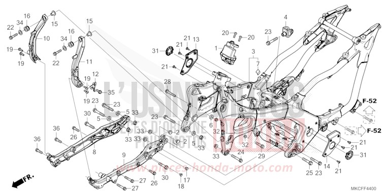 FRAME BODY for GL1800 PEARL GLARE WHITE (NHB53) from 2022