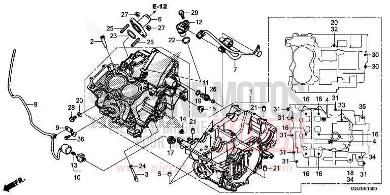 CRANKCASE for CB500F CANDY RUBY RED (R4) from 2013