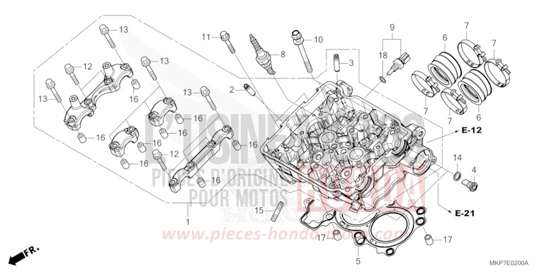 CYLINDER HEAD for CB500X GRAND PRIX RED (R380) from 2023