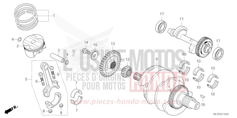 CRANKSHAFT/PISTON for NX500 GRAND PRIX RED (R380) from 2024