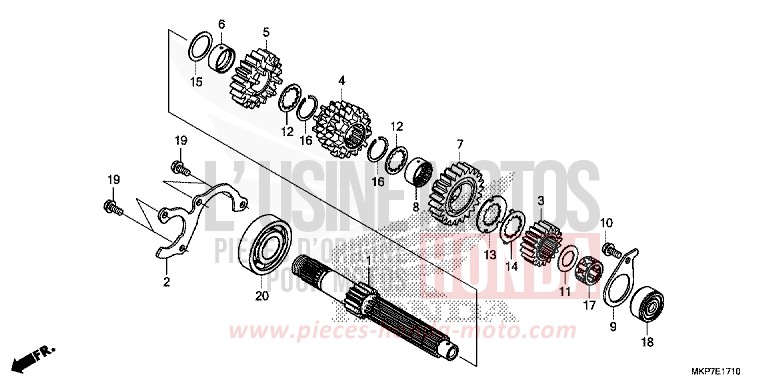 TRANSMISSION (MAINSHAFT) for CB500X GRAND PRIX RED (R380) from 2023