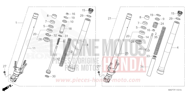FRONT FORK (CB400XAN,CB500XAN/P) for CB500X GRAND PRIX RED (R380) from 2023