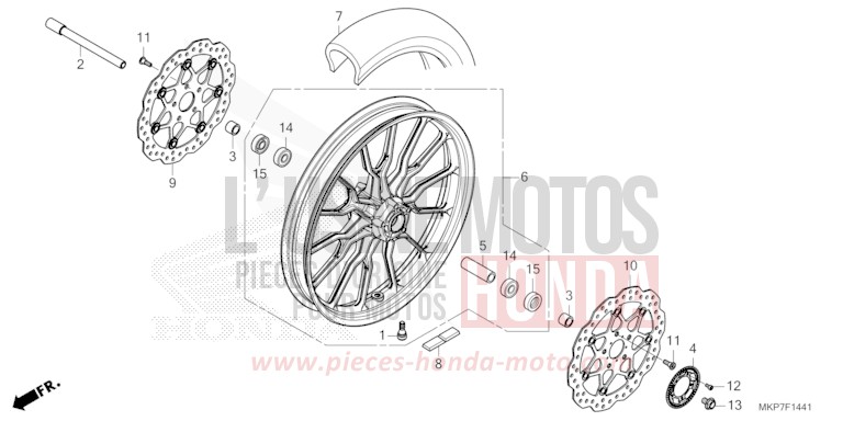 FRONT WHEEL (CB400XAN,CB500XAN/P) for CB500X GRAND PRIX RED (R380) from 2023