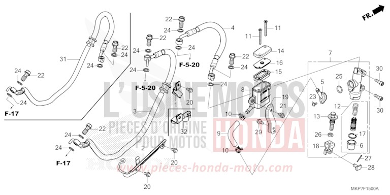 REAR BRAKE MASTER CYLINDER for CB500X MAT GUNPOWDER BLACK METALLIC (NH436) from 2023