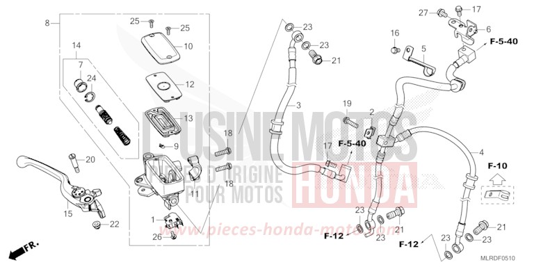 FRONT BRAKE MASTER CYLINDER for NX500 GRAND PRIX RED (R380) from 2024