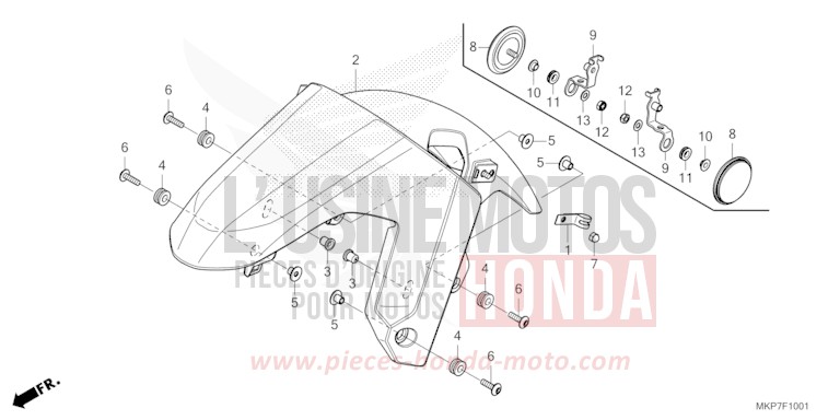 FRONT FENDER (CB400XAN,CB500XAN/P) for CB500X PEARL ORGANIC GREEN (GY157) from 2023