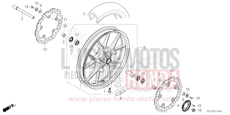 FRONT WHEEL for NX500 GRAND PRIX RED (R380) from 2024