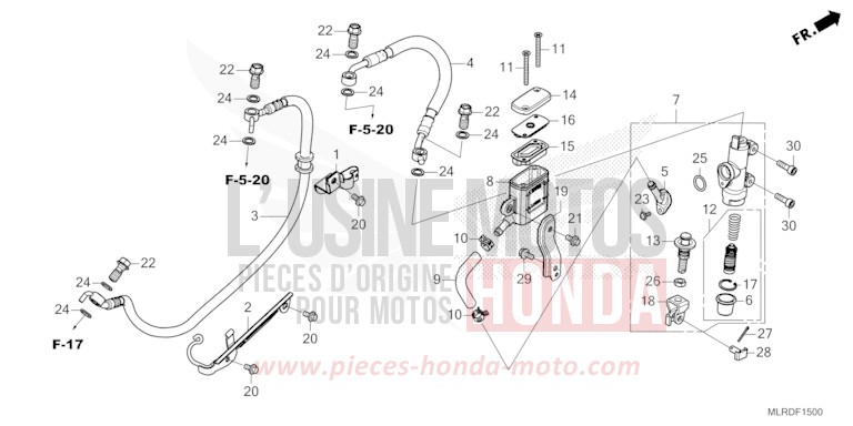 REAR BRAKE MASTER CYLINDER for NX500 GRAND PRIX RED (R380) from 2024