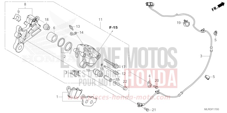 REAR BRAKE CALIPER for NX500 GRAND PRIX RED (R380) from 2024