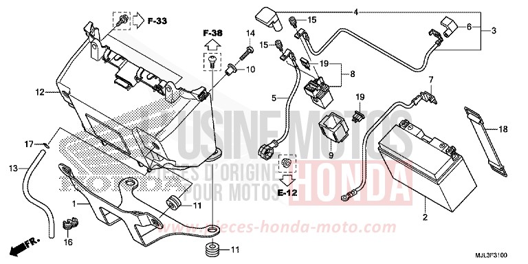 BATTERY for NC750XD SWORD SILVER METALLIC (NHA95) from 2014