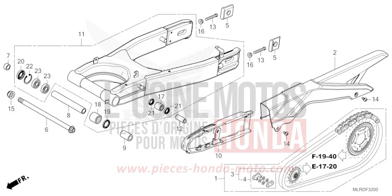 SWINGARM for NX500 GRAND PRIX RED (R380) from 2024